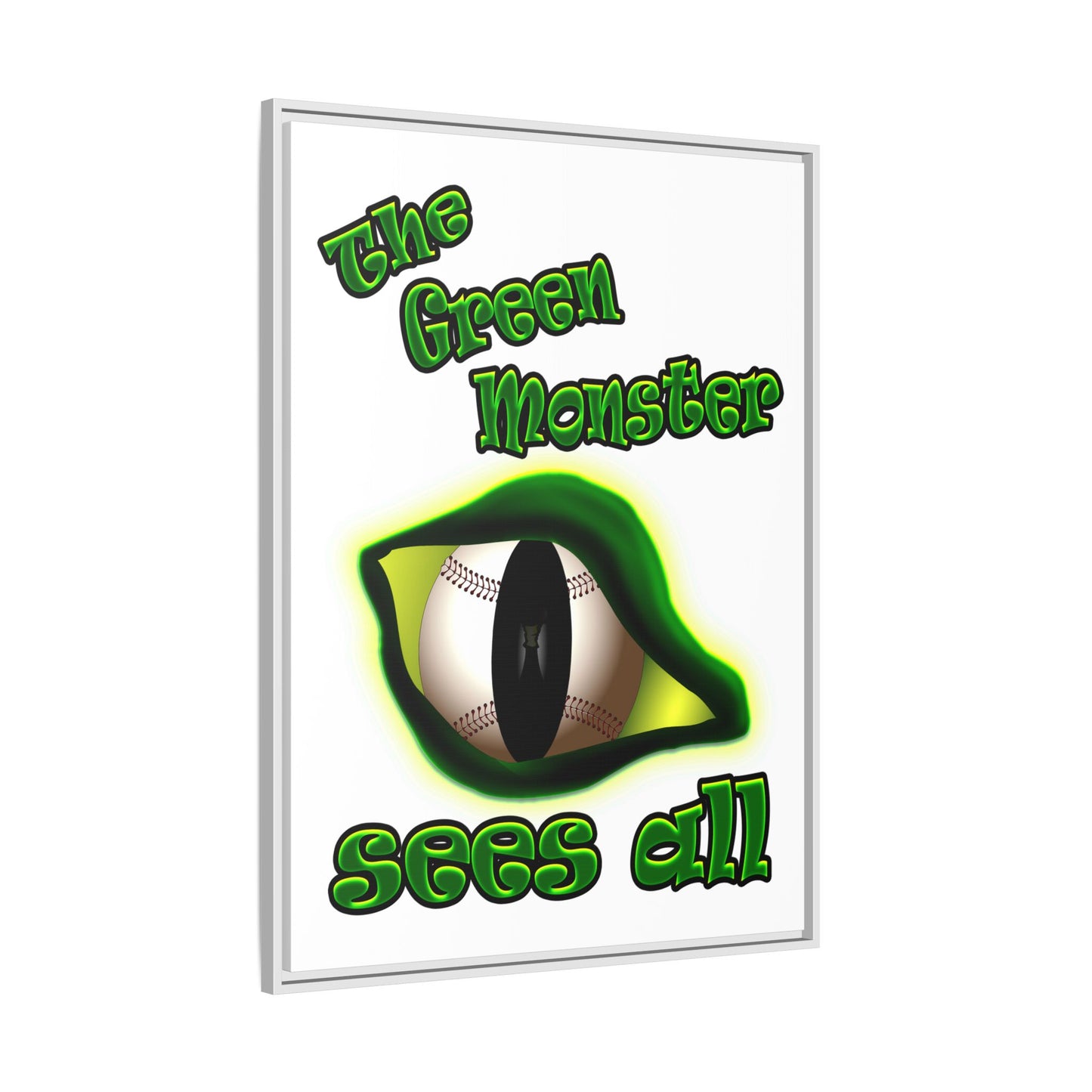 green monster - framed canvas art (white)