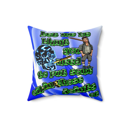 og - Faux Suede Square Pillow - (blue-white wave)