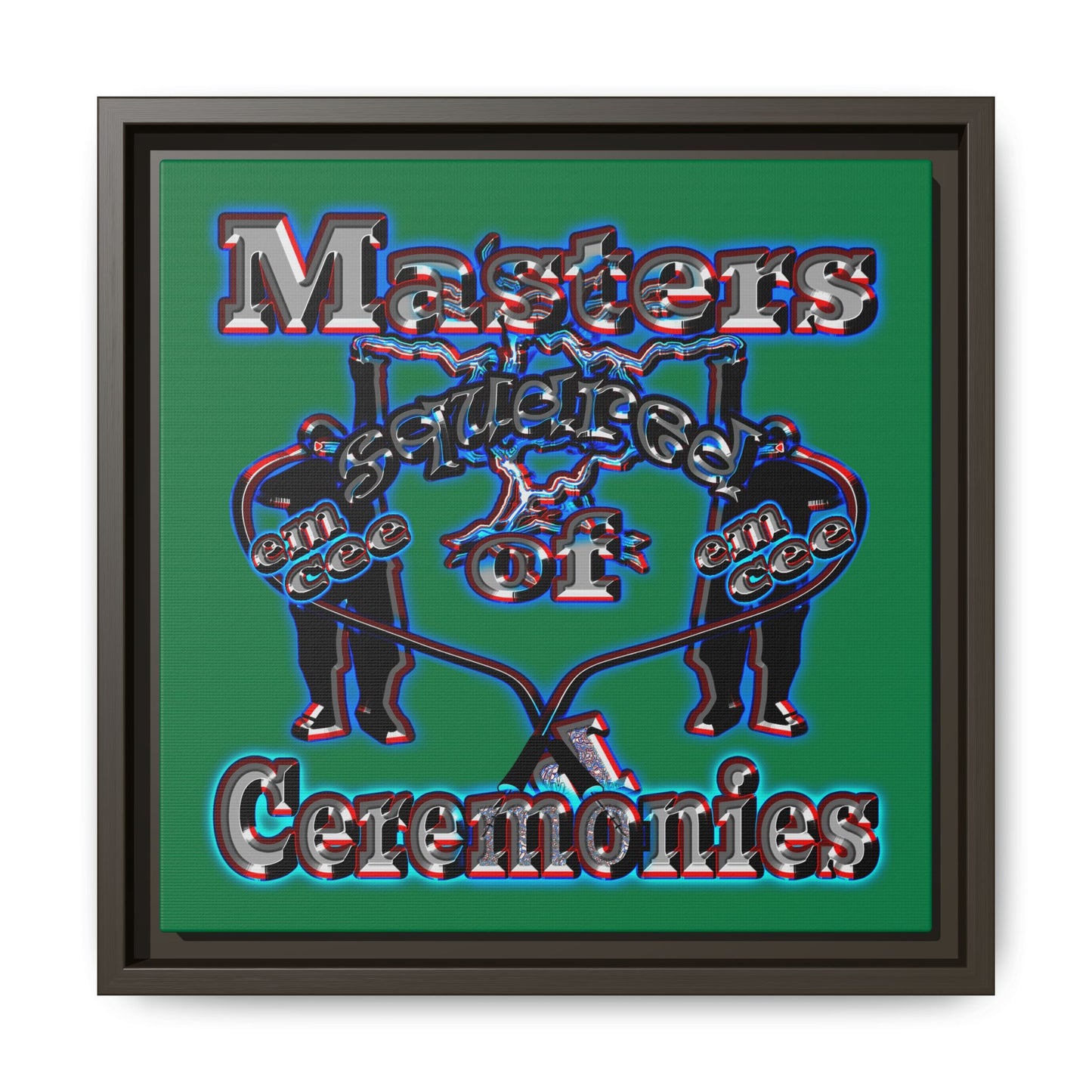 em cee squared - framed canvas art (dark green)