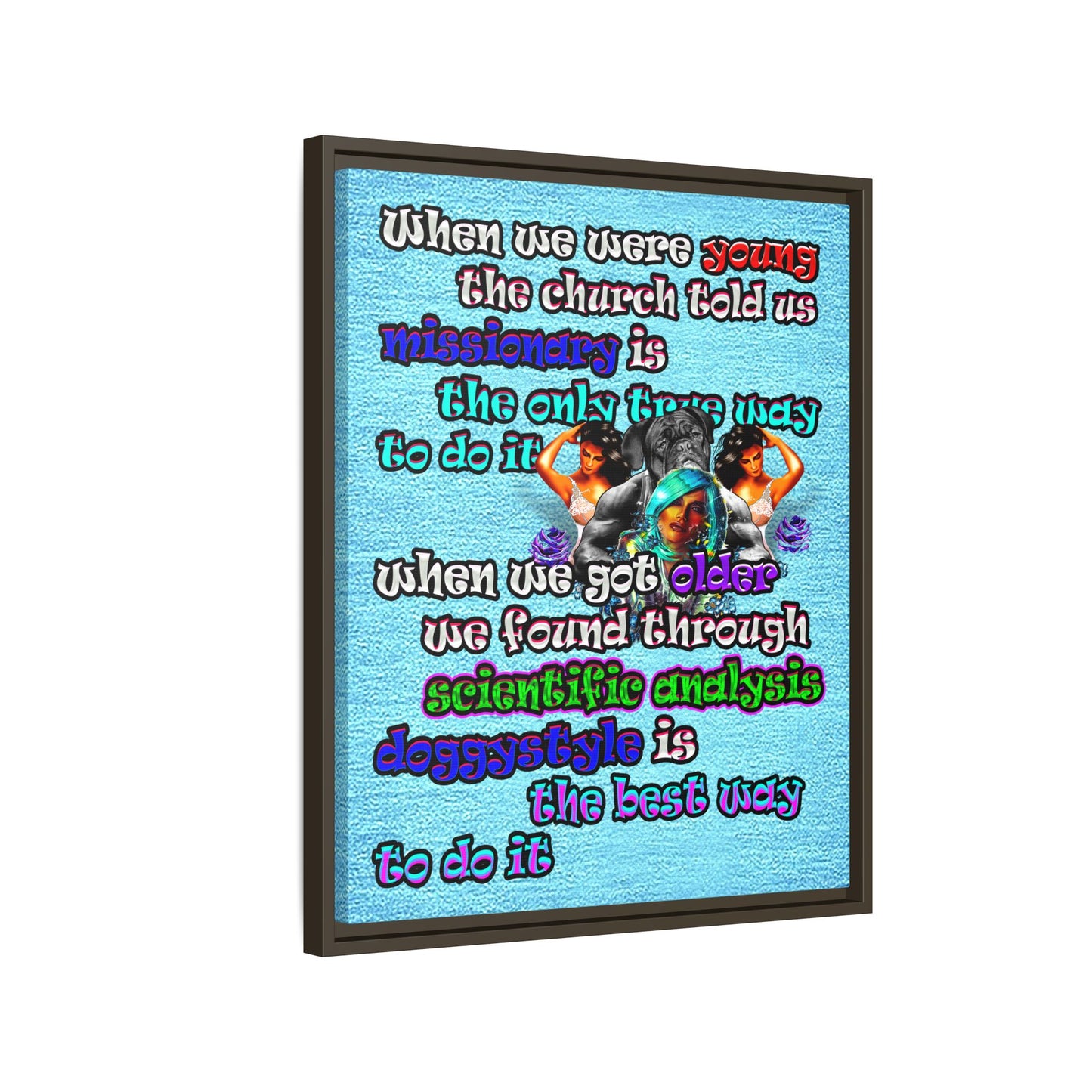 doggystyle - framed canvas art (faded blue)
