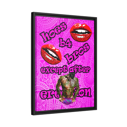 hoes b4 bros - framed canvas art (pink swirl)