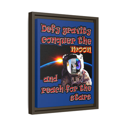 defy conquer reach - framed canvas art (dark blue)