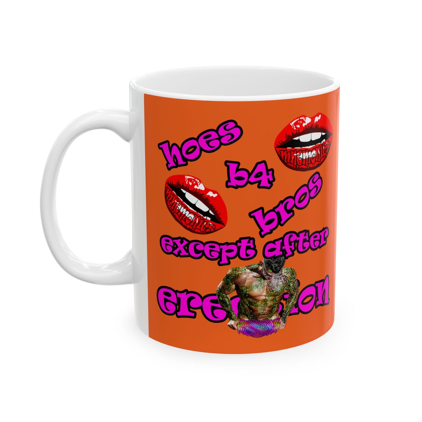 hoes b4 bros - White Mug (orange)