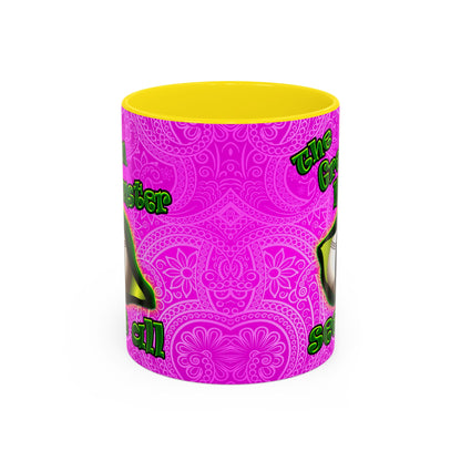 green monster - Accent Mug (pink swirl)
