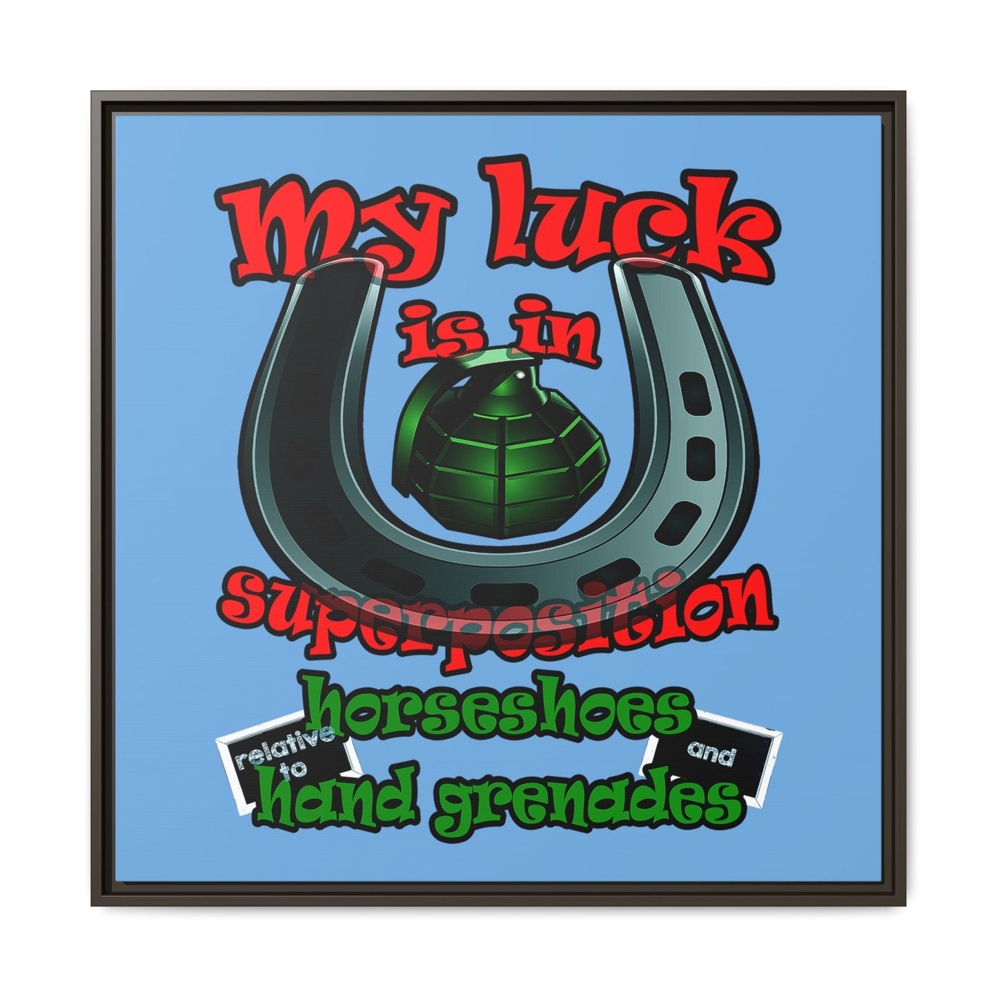 my luck - framed canvas art (light blue)
