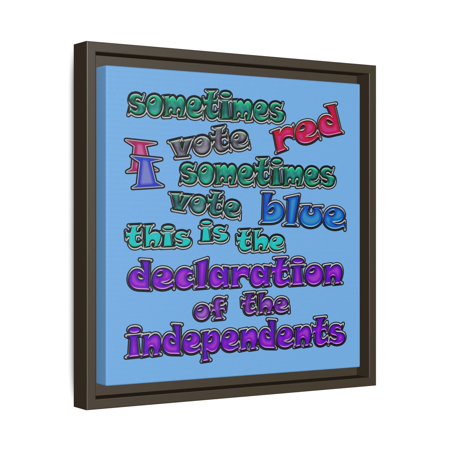 declaration of the independents - framed canvas art (light blue)