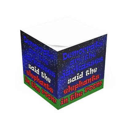 donkeys and elephants - note cube ('snoops' background)