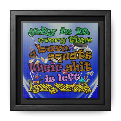 the bum's shit - framed canvas art (blue-white wave)