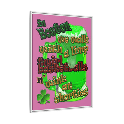 celtics logo - framed canvas art (light pink)