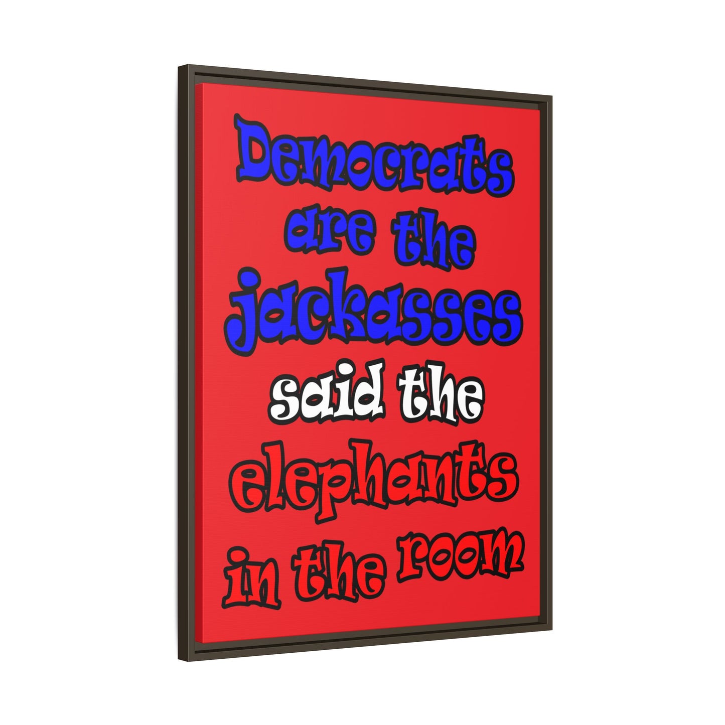 donkeys and elephants - framed canvas art (red)
