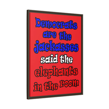 donkeys and elephants - framed canvas art (red)