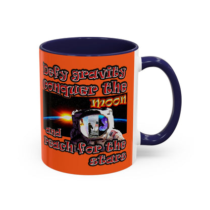 defy conquer reach - Accent Mug (orange)