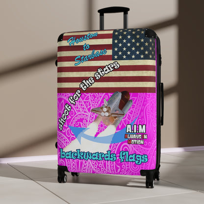 shoot for the stars - Suitcase (pink swirl)