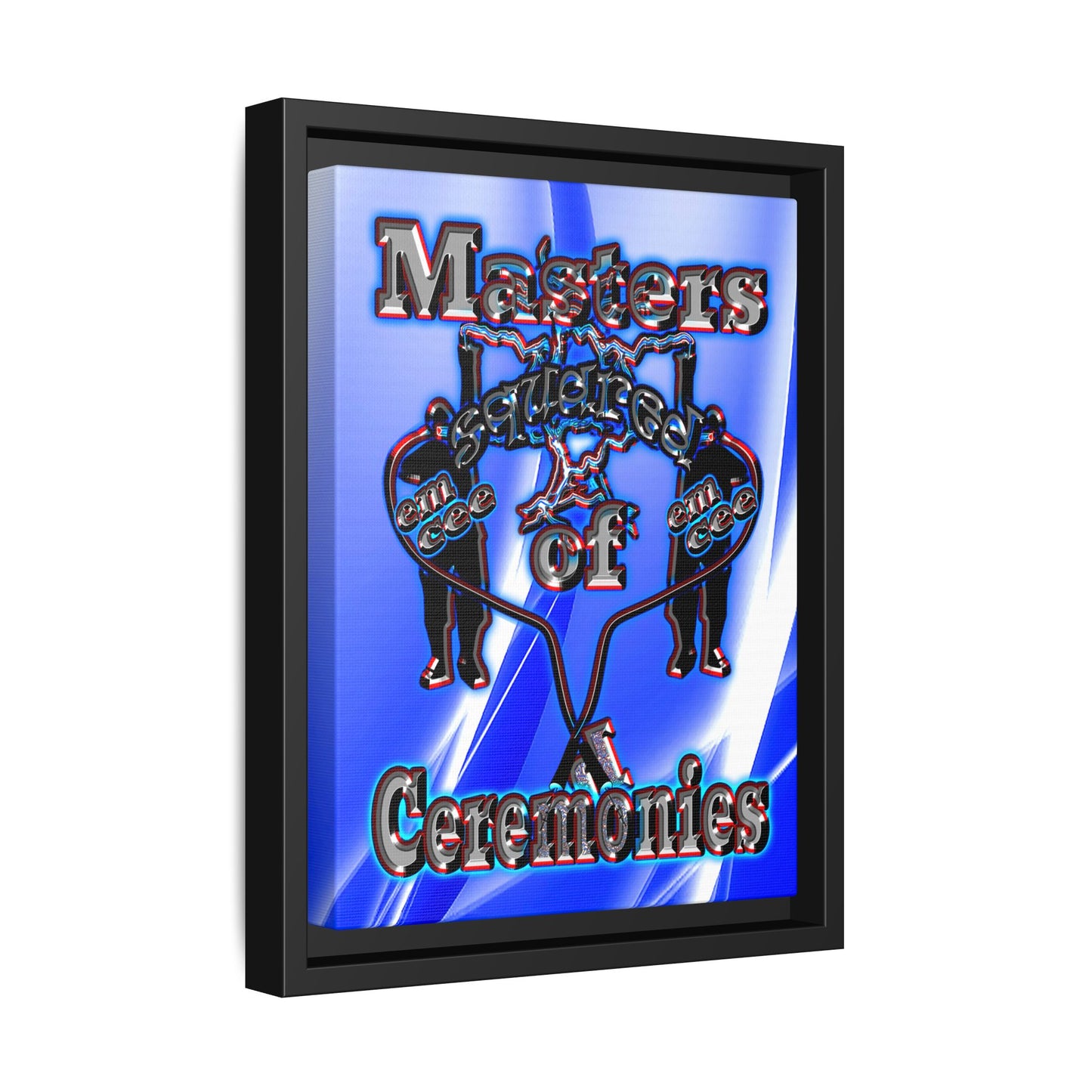 em cee squared - framed canvas art (blue-white wave)