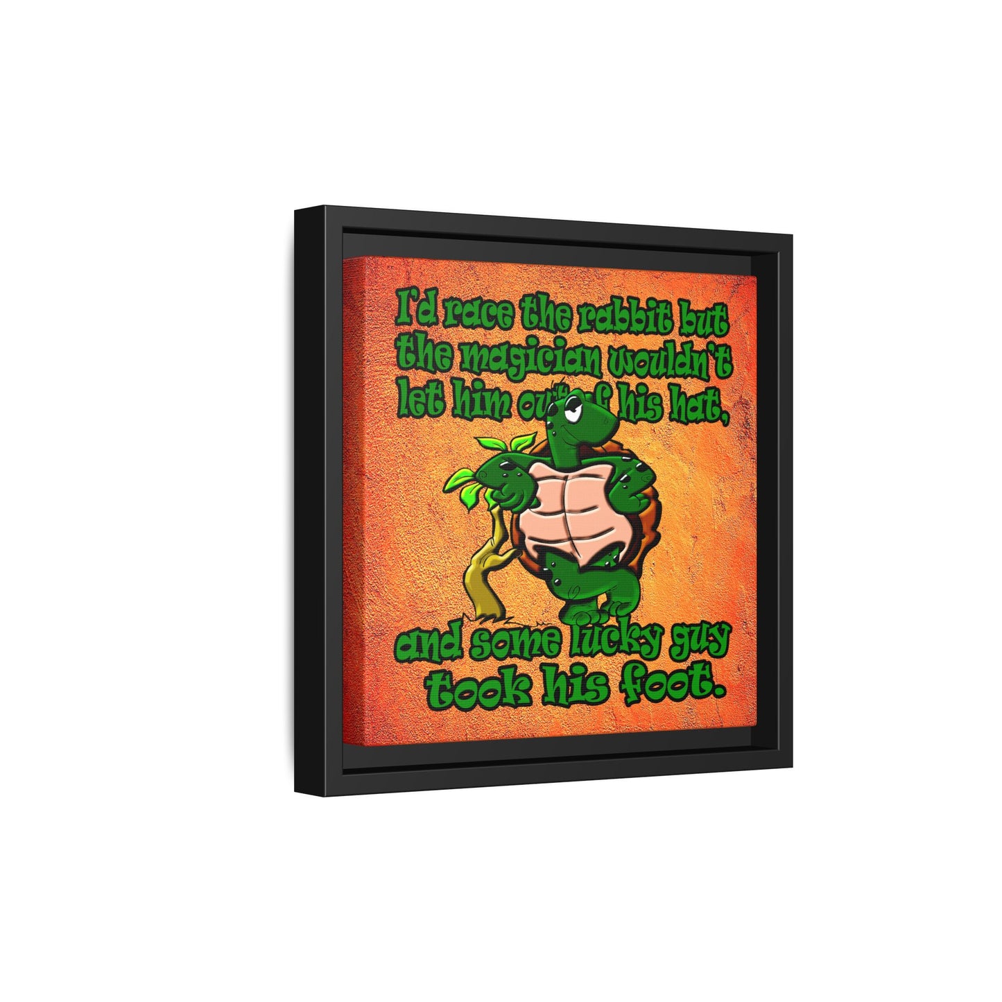 turtle race - framed canvas art (burnt orange)
