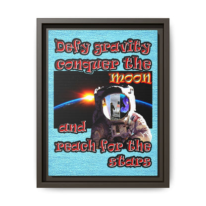 defy conquer reach - framed canvas art (faded blue)