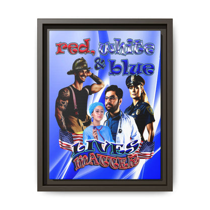 rw&b lives matter - framed canvas art (blue-white wave)