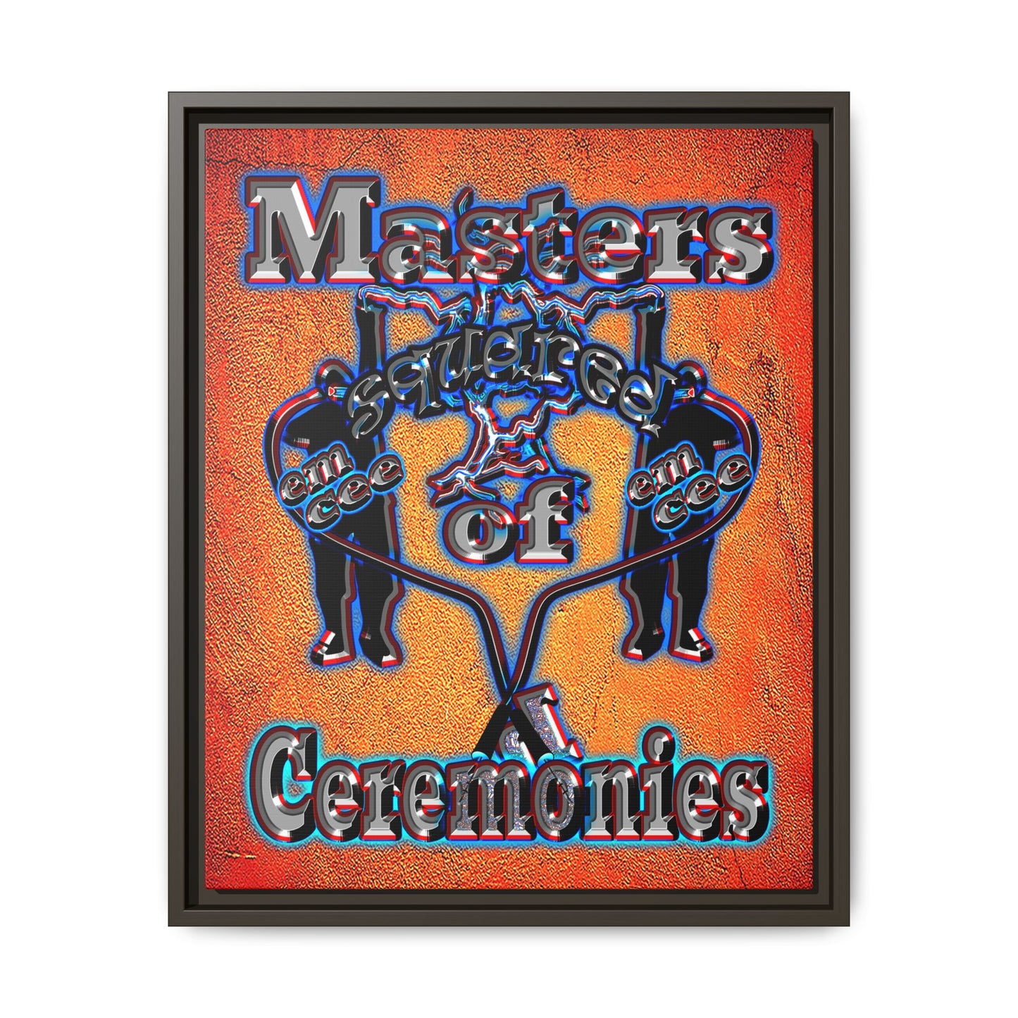 em cee squared - framed canvas art (burnt orange)