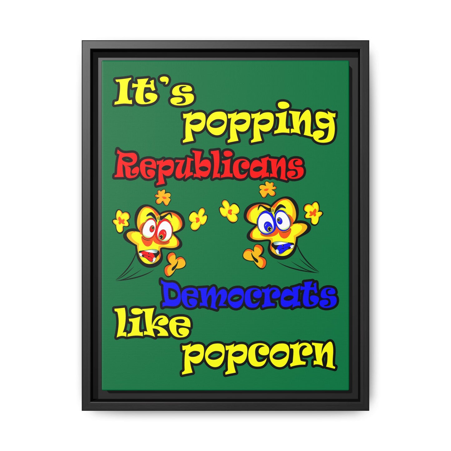 popping like popcorn - framed canvas art (dark green)
