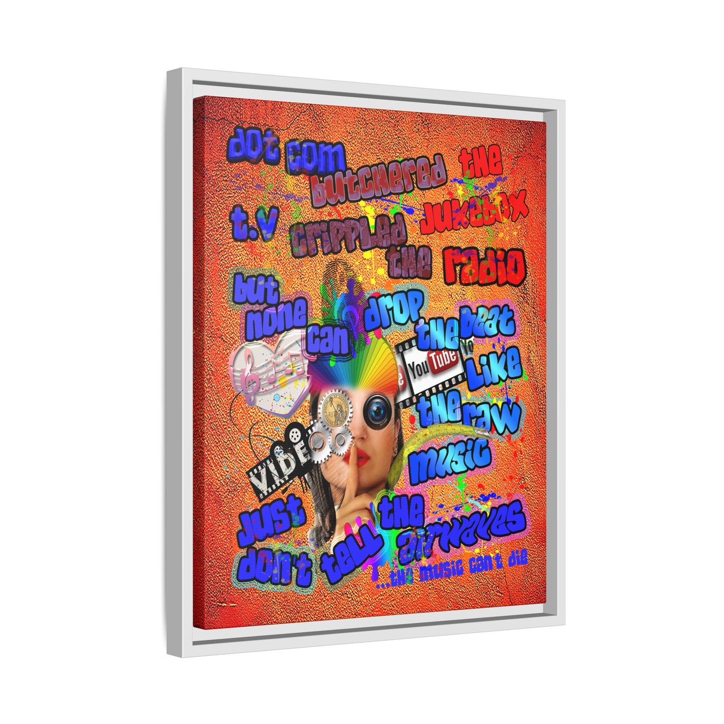 drop the beat - framed canvas art (burnt orange)
