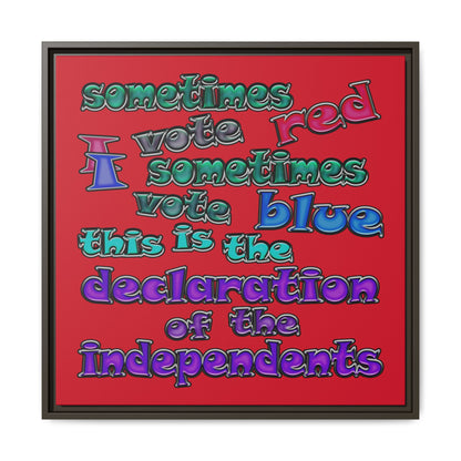declaration of the independents - framed canvas art (dark red)
