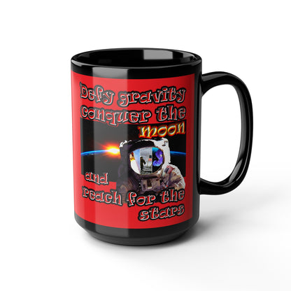 defy conquer reach - Black Mug (red)