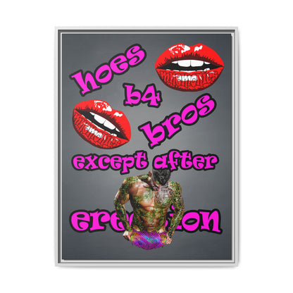 hoes b4 bros - framed canvas art (grey-light grey)