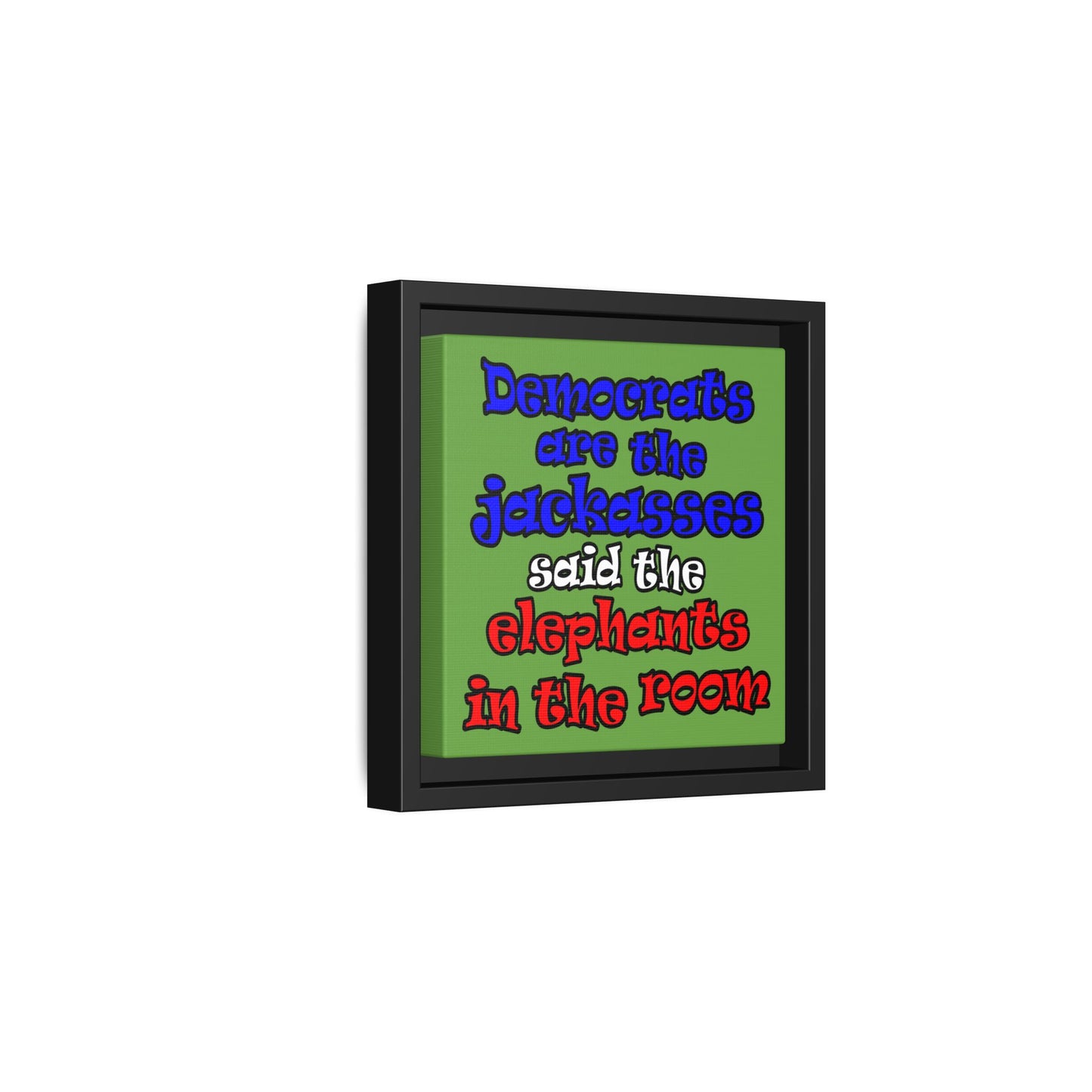 donkeys and elephants - framed canvas art (green)