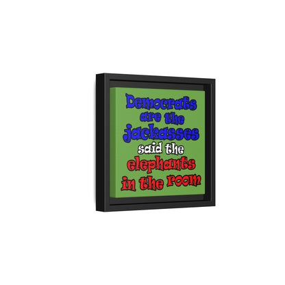 donkeys and elephants - framed canvas art (green)