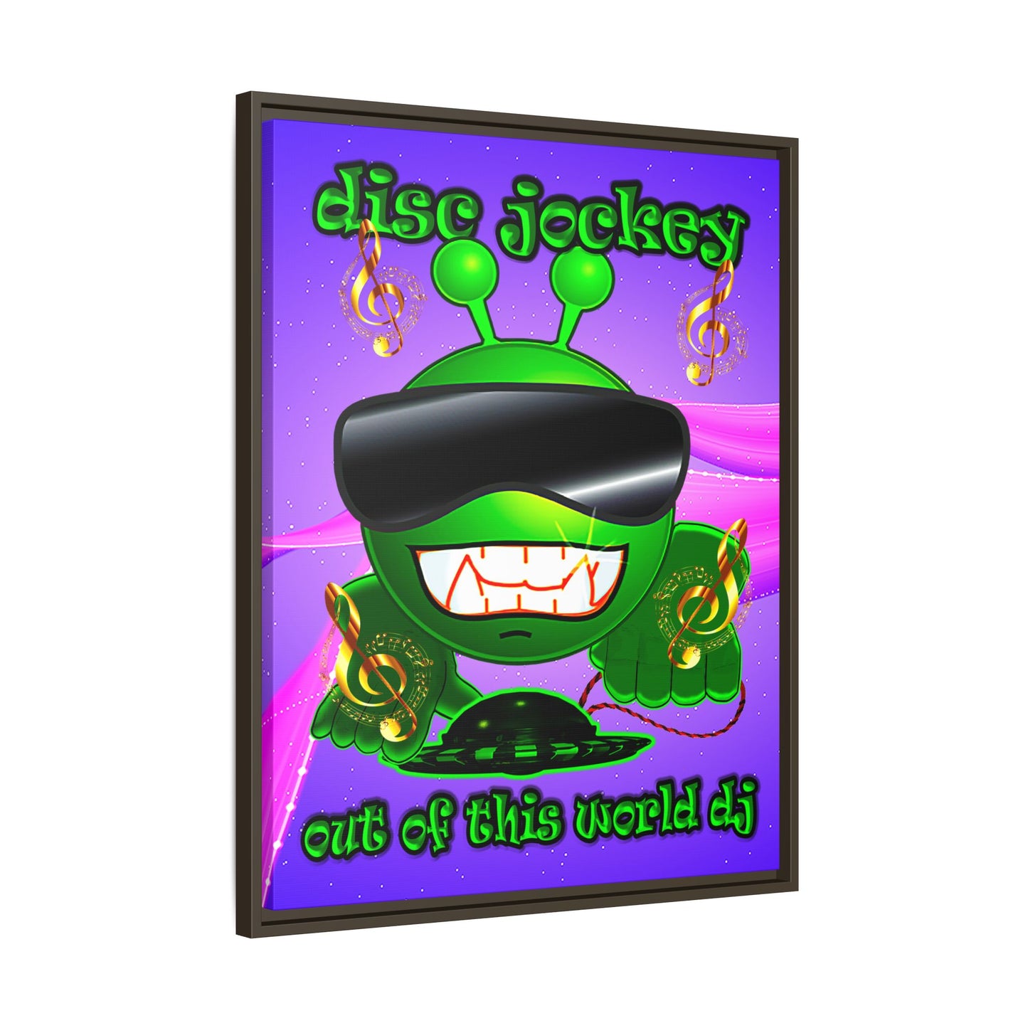 disc jockey - framed canvas art (purple-pink wave)