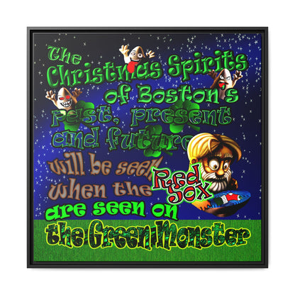 christmas spirits of boston - framed canvas art ('snoops' background)