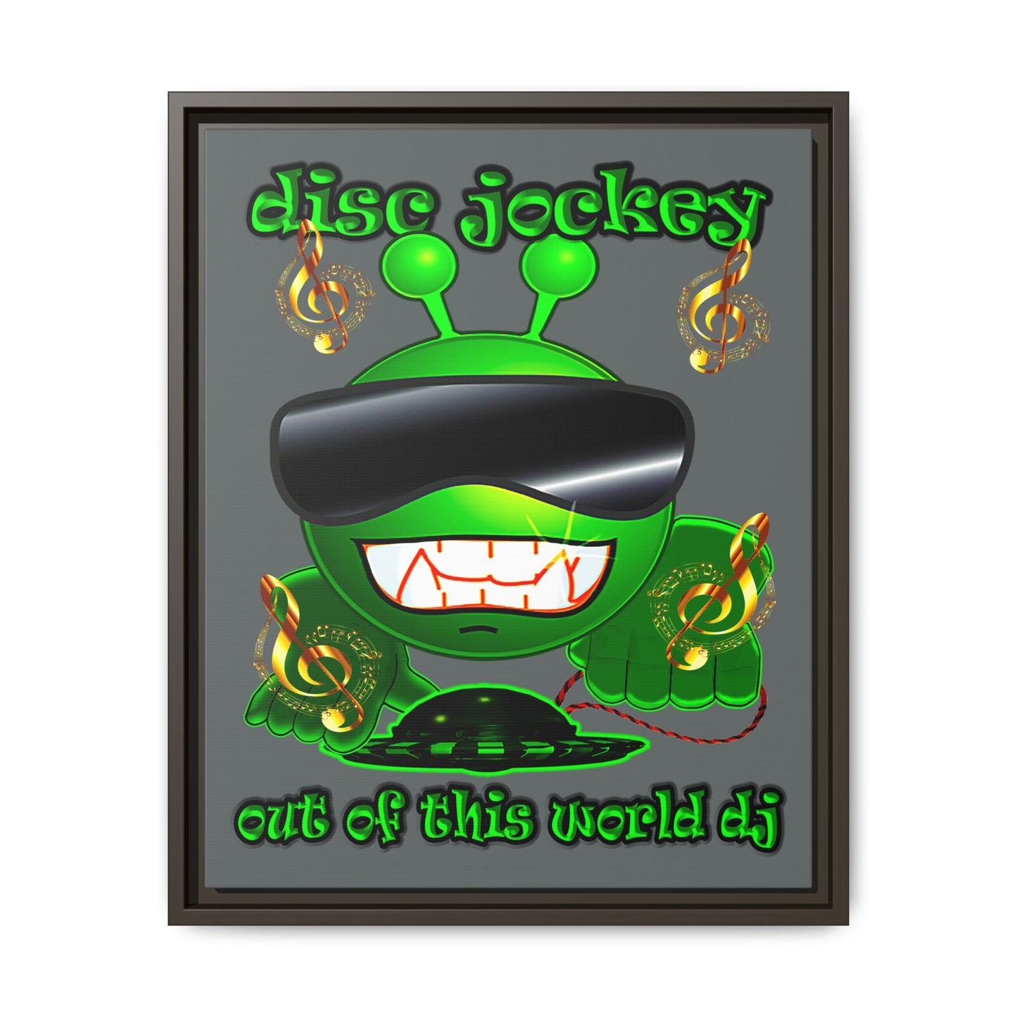 disc jockey - framed canvas art (dark grey)