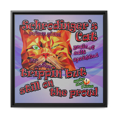 schrodinger's cat - framed canvas art (light blue-pink wave)