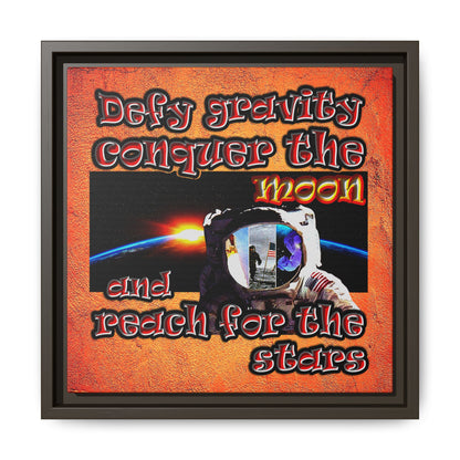 defy conquer reach - framed canvas art (burnt orange)