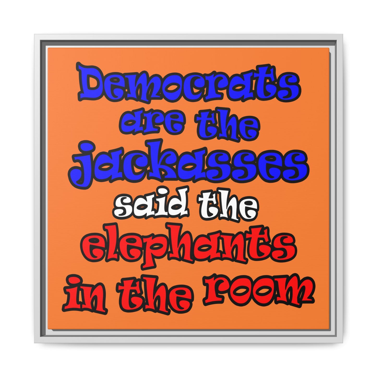 donkeys and elephants - framed canvas art (crusta)