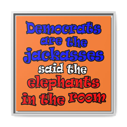 donkeys and elephants - framed canvas art (crusta)