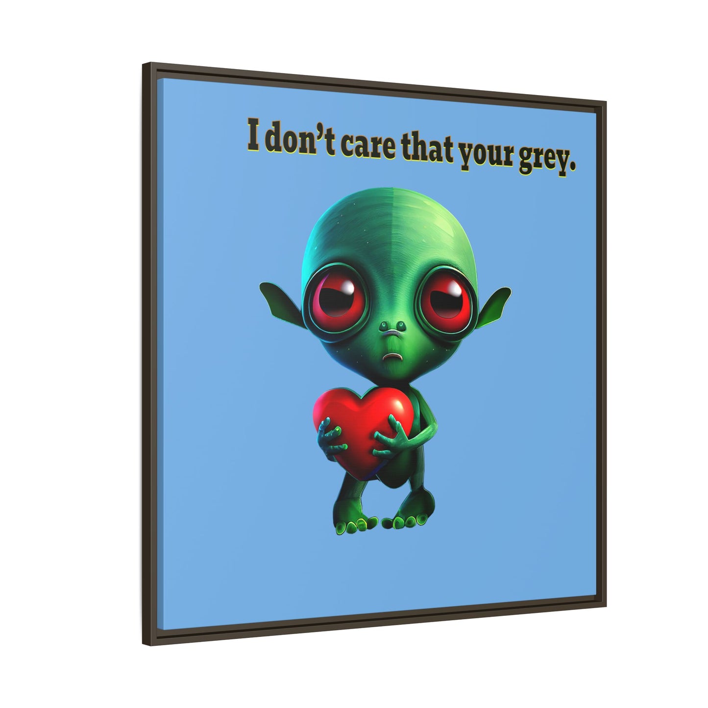I don't care that your grey - framed canvas art (light blue)