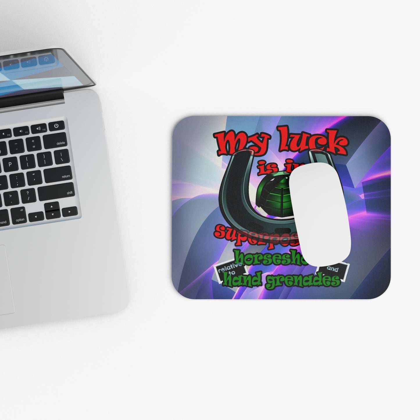 my luck - Mouse Pad (Rectangle) (grey-pink wave)