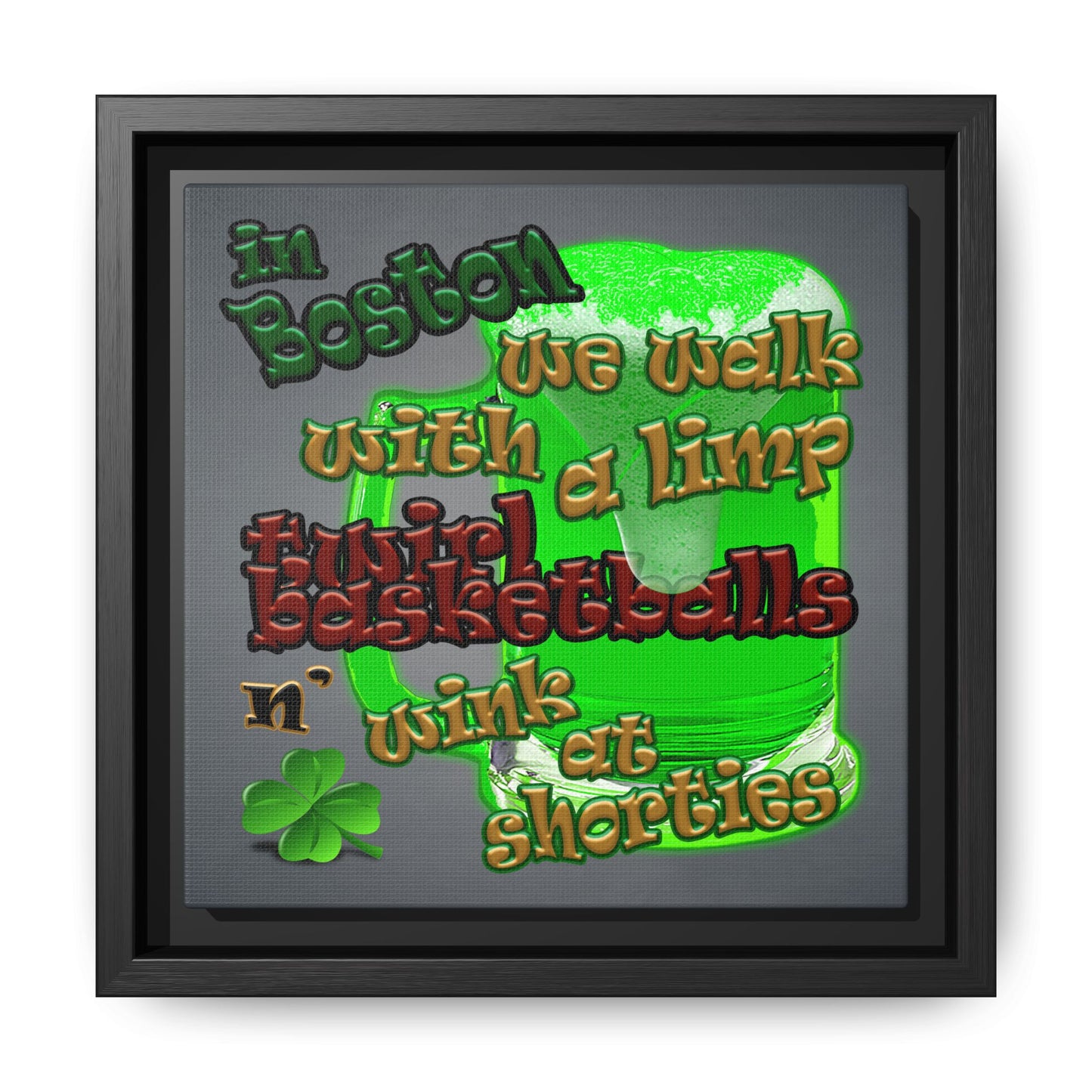 celtics logo - framed canvas art (grey-light grey)
