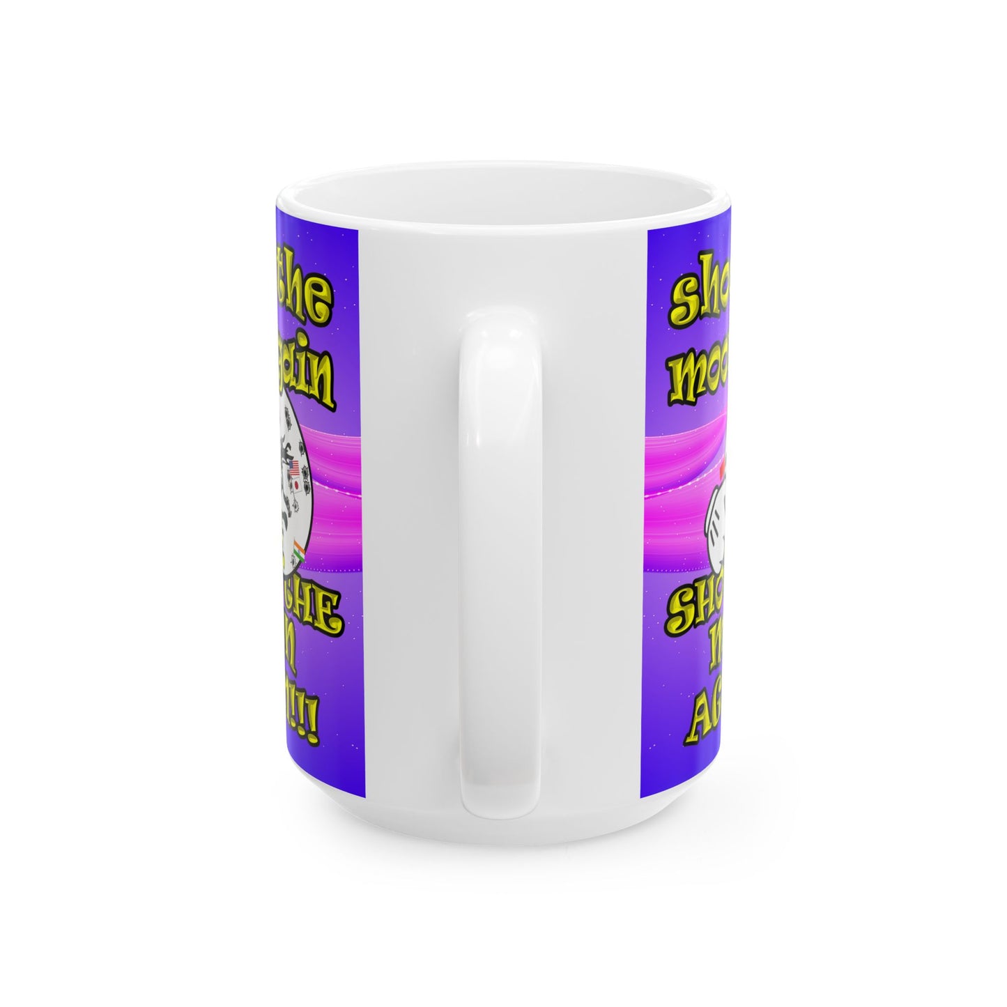 shoot the moon again - White Mug (purple-pink wave)