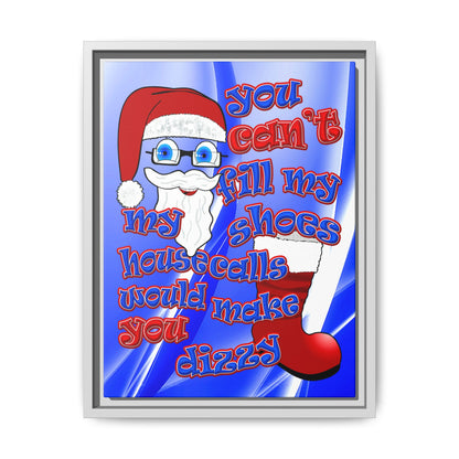 santa's shoes - framed canvas art (blue-white wave)