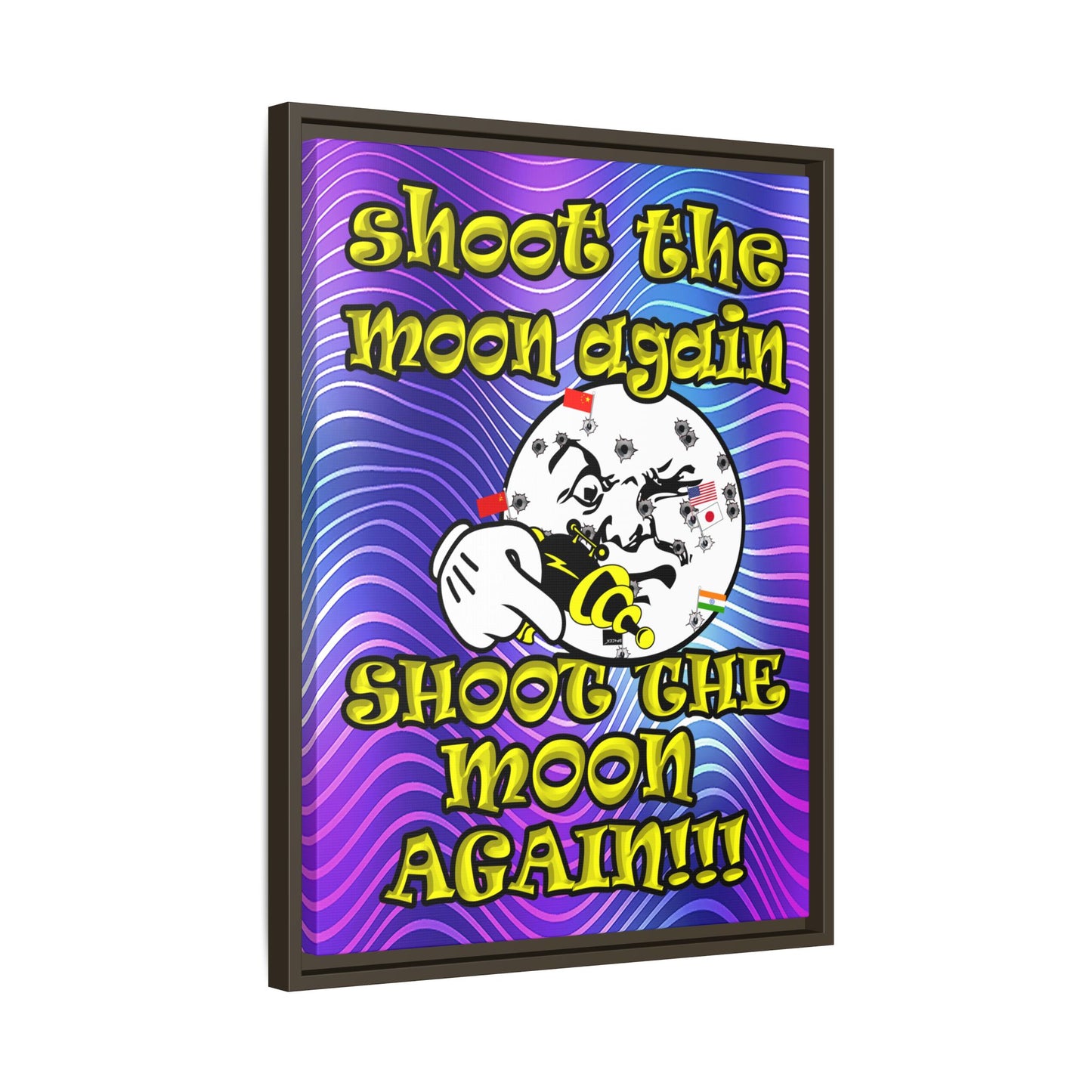 shoot the moon again - framed canvas art (purple wave)