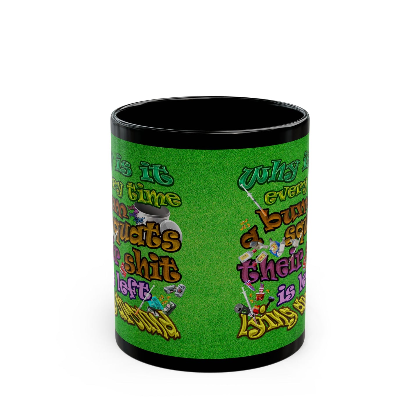 the bum's shit - Black Mug (green turf)
