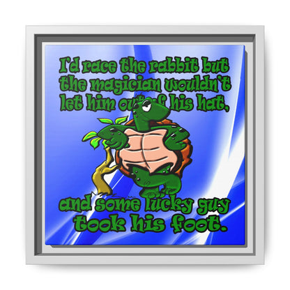 turtle race - framed canvas art (blue-white wave)