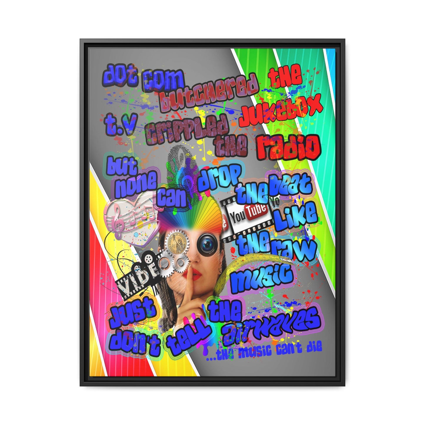 drop the beat - framed canvas art (rainbow split)