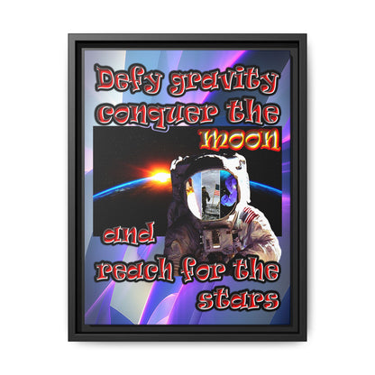 defy conquer reach - framed canvas art (grey-pink wave)