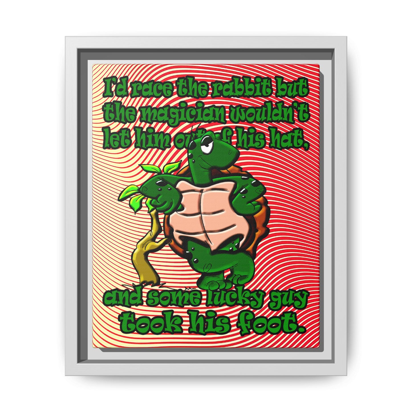 turtle race - framed canvas art (yellow-orange wave)