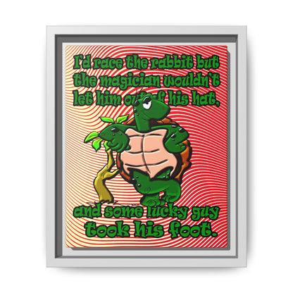 turtle race - framed canvas art (yellow-orange wave)