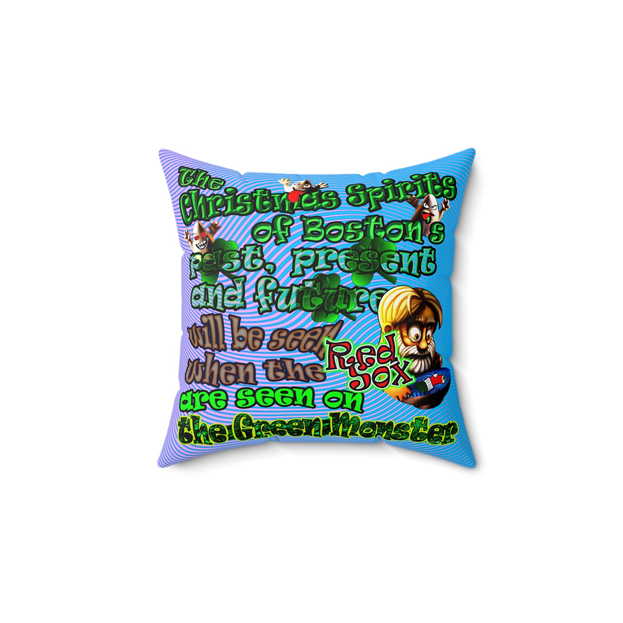 christmas spirits of boston - Spun Polyester Square Pillow - (light blue-purple wave)