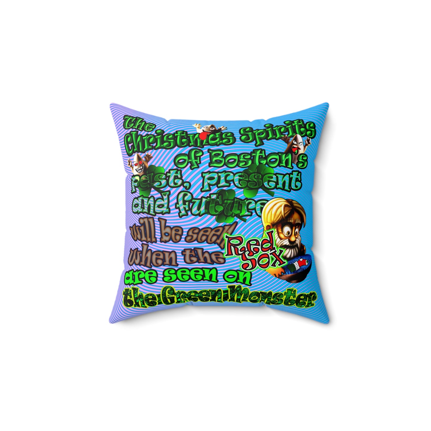 christmas spirits of boston - Spun Polyester Square Pillow - (light blue-purple wave)
